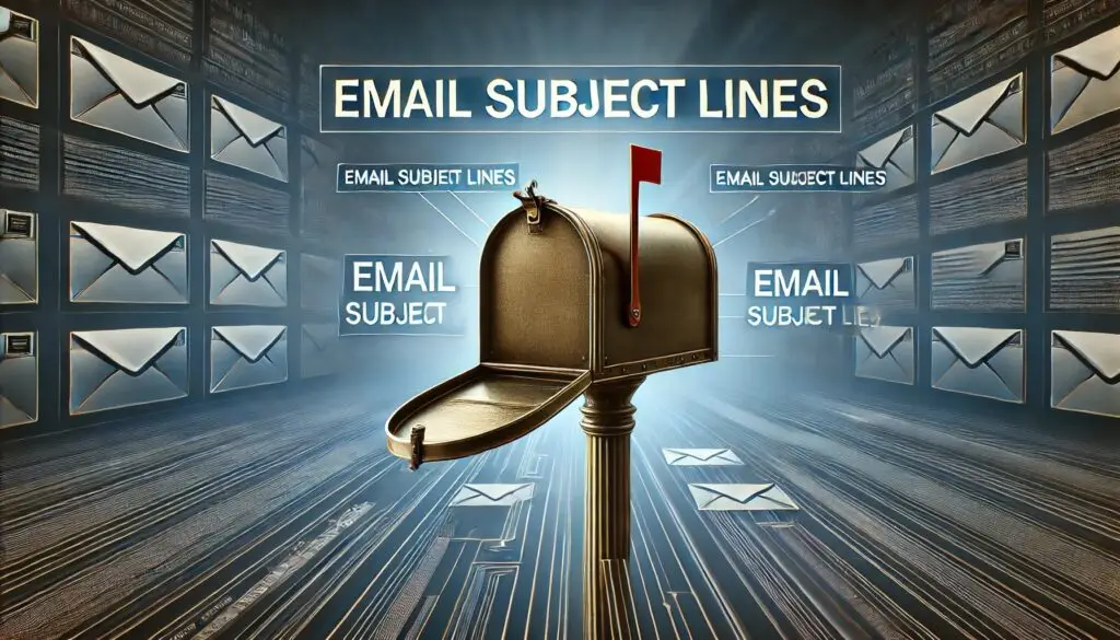 picture of an open mail box with the title Email Subject Lines above it